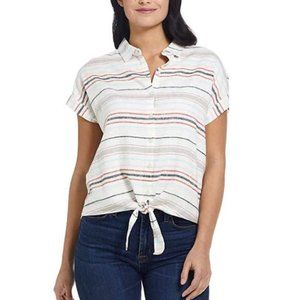 NWT Weatherproof Vintage Women's Tie Front Top Rio Red Size Small $40 i190
